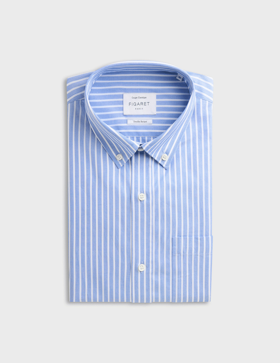 Chemise classique rayée bleue