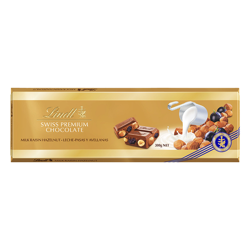 Tablette SWISS PREMIUM CHOCOLATE Lait Noisettes Raisins 300g