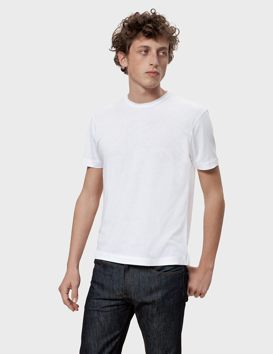 T-shirt col rond en coton blanc