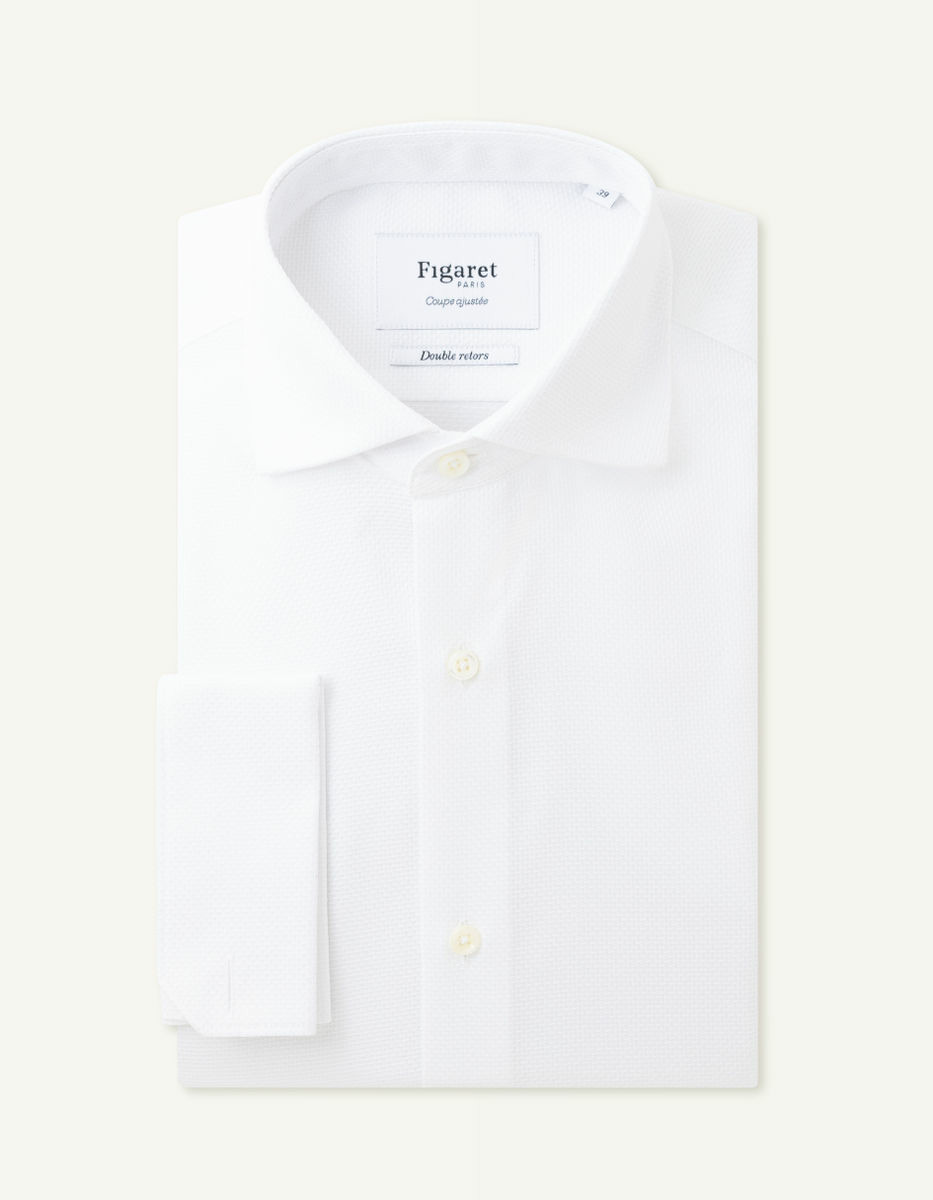 Chemise Ajustée en façonné uni blanc