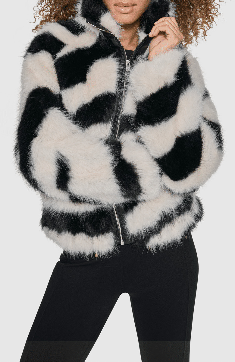 SHORT ZEBRA FAUX FUR