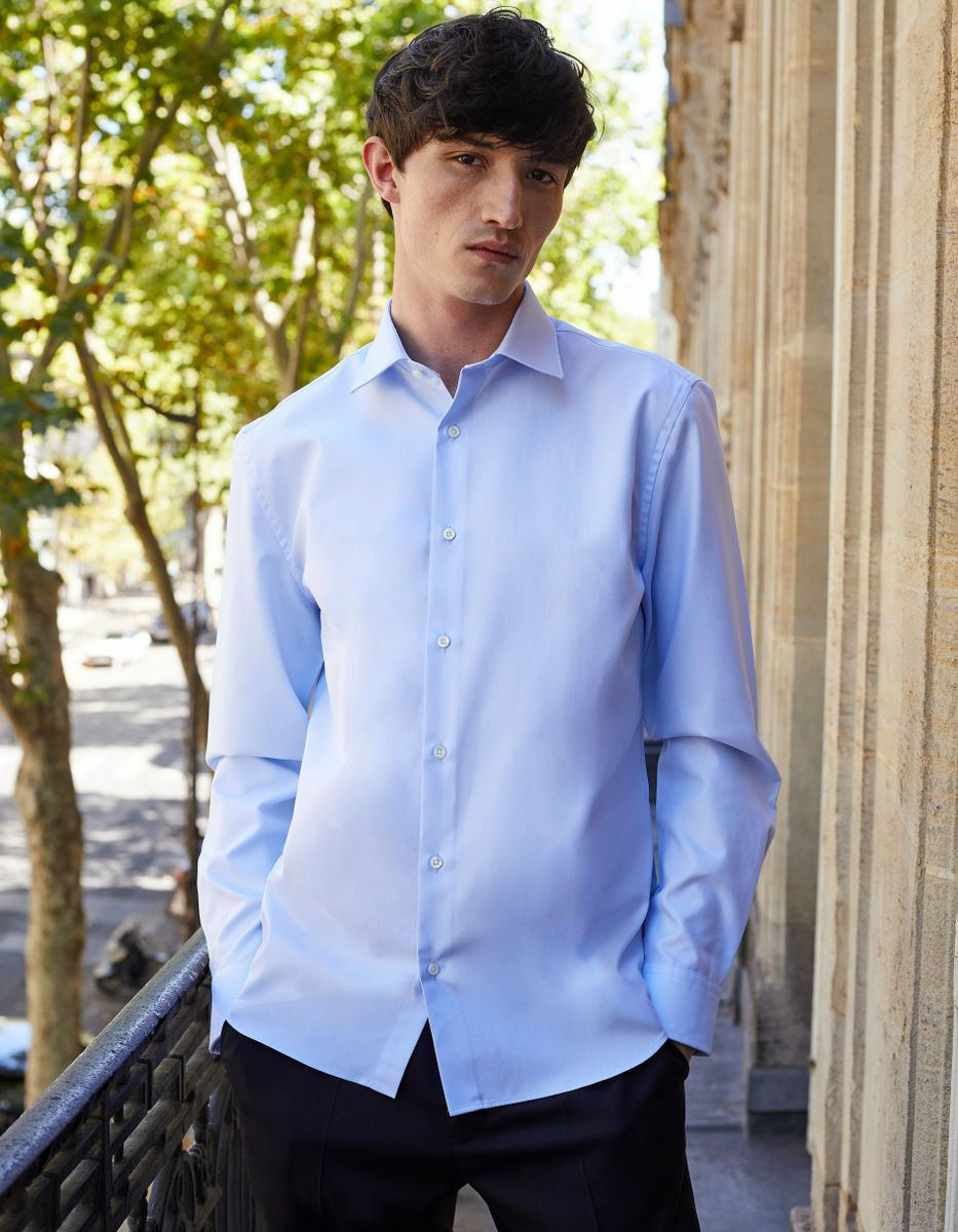 Chemise Ajustée en façonné bleue