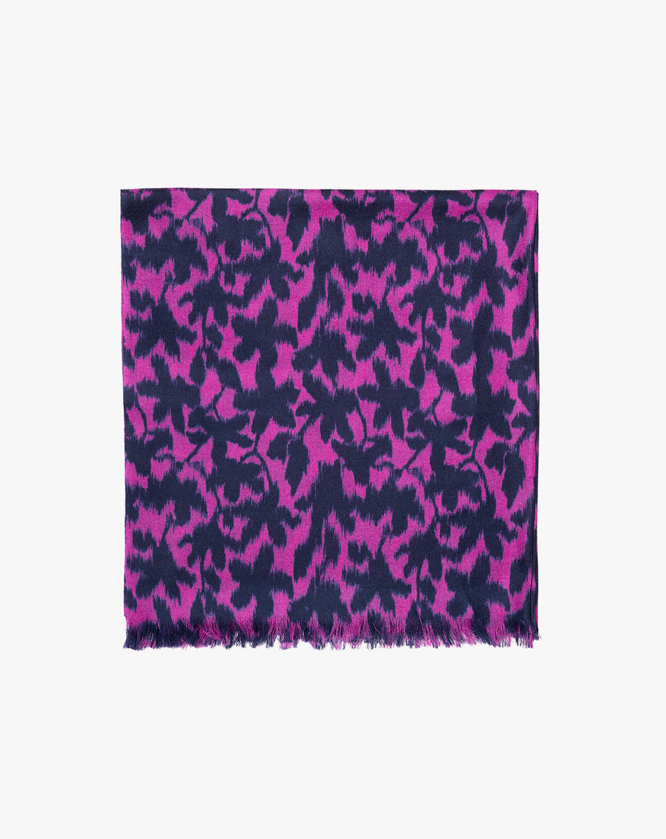 Étole imprimé ikat fleurs 180 cm x 85 cm - Accessoire - FUCHSIA