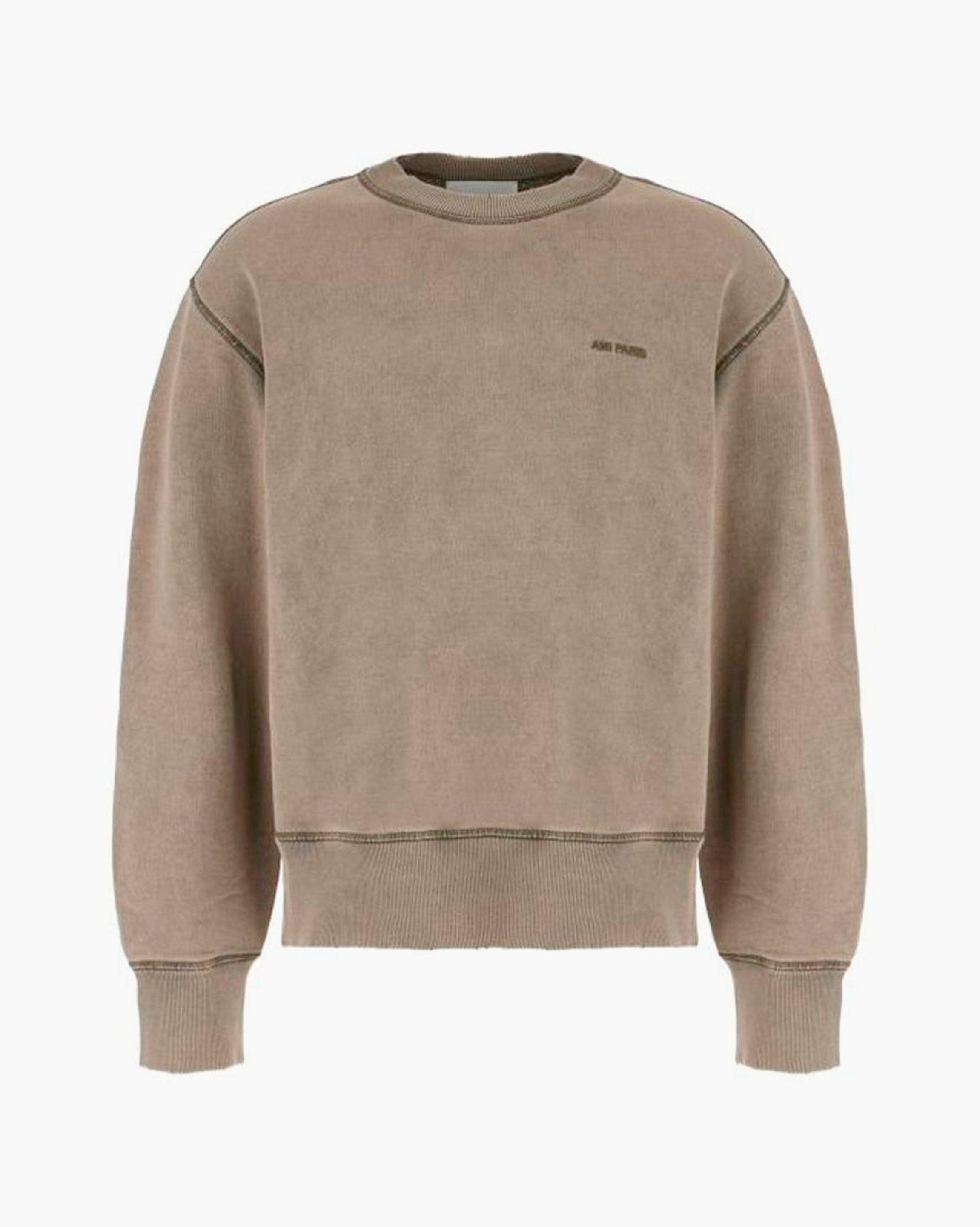 Ami Paris Sweatshirt Col Rond Gris Délavé