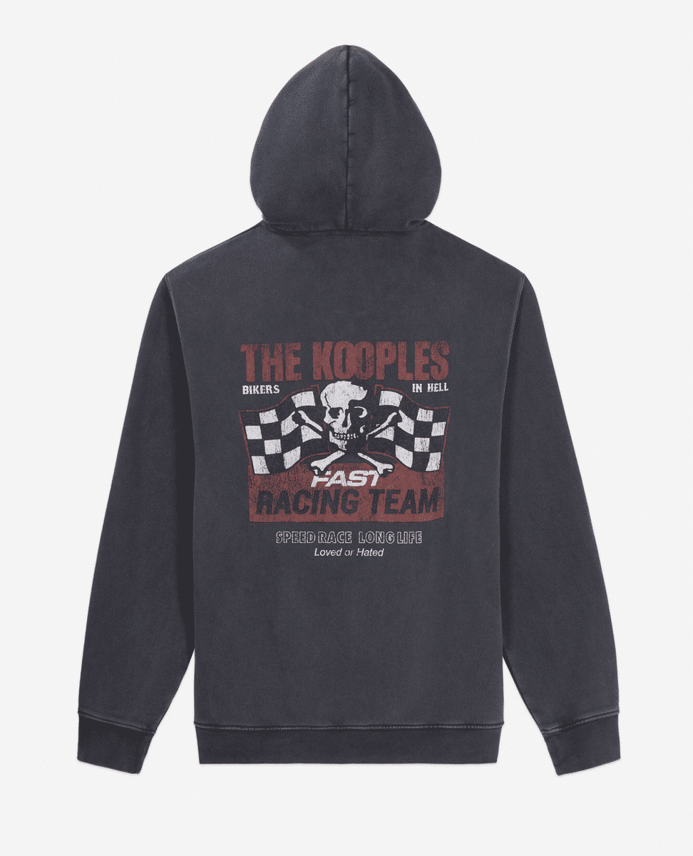 Sweatshirt À Capuche Noir Avec Sérigraphie Racing Skull Homme