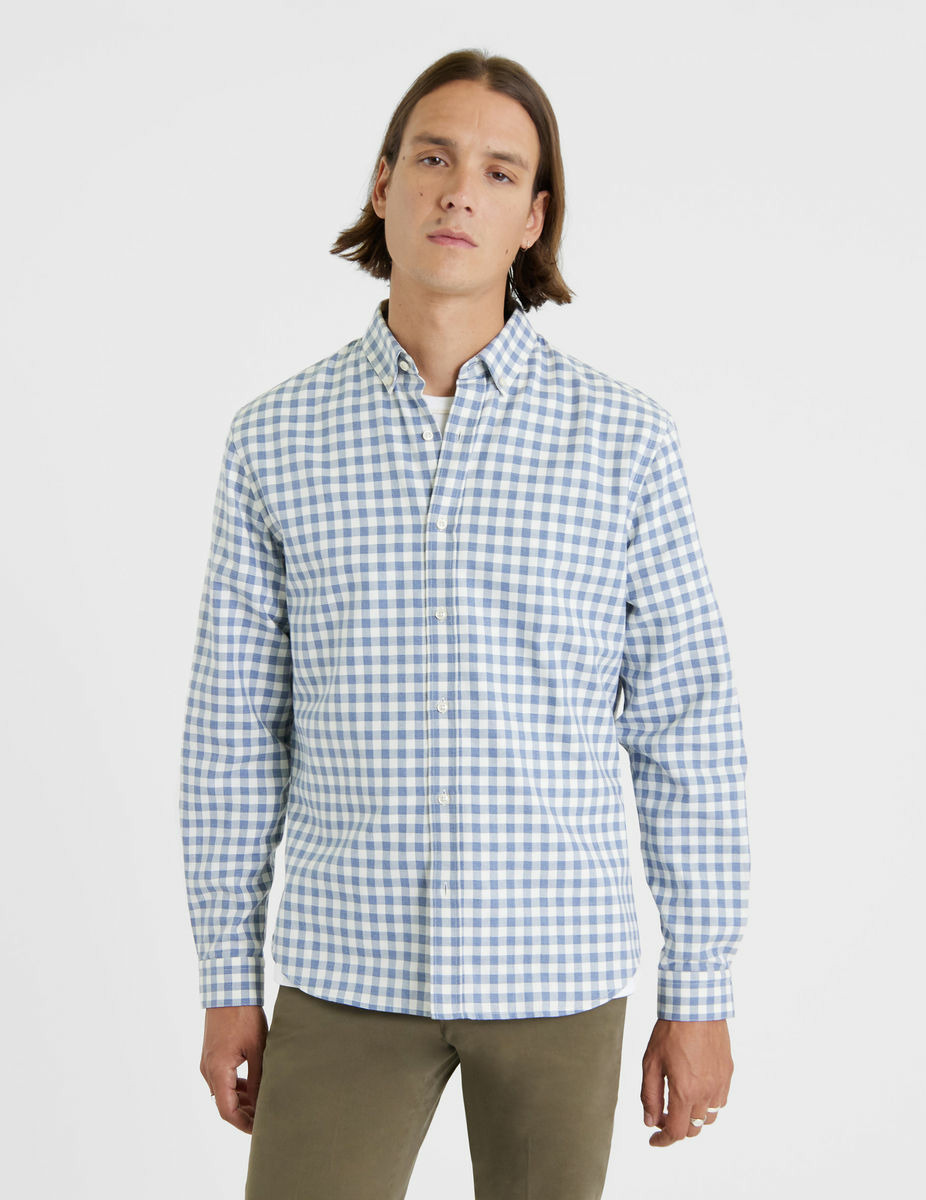 Chemise Gaspard à carreaux bleu clair