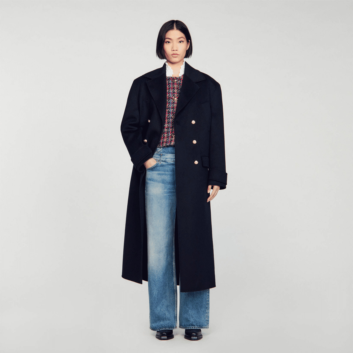 Manteau long oversize double face