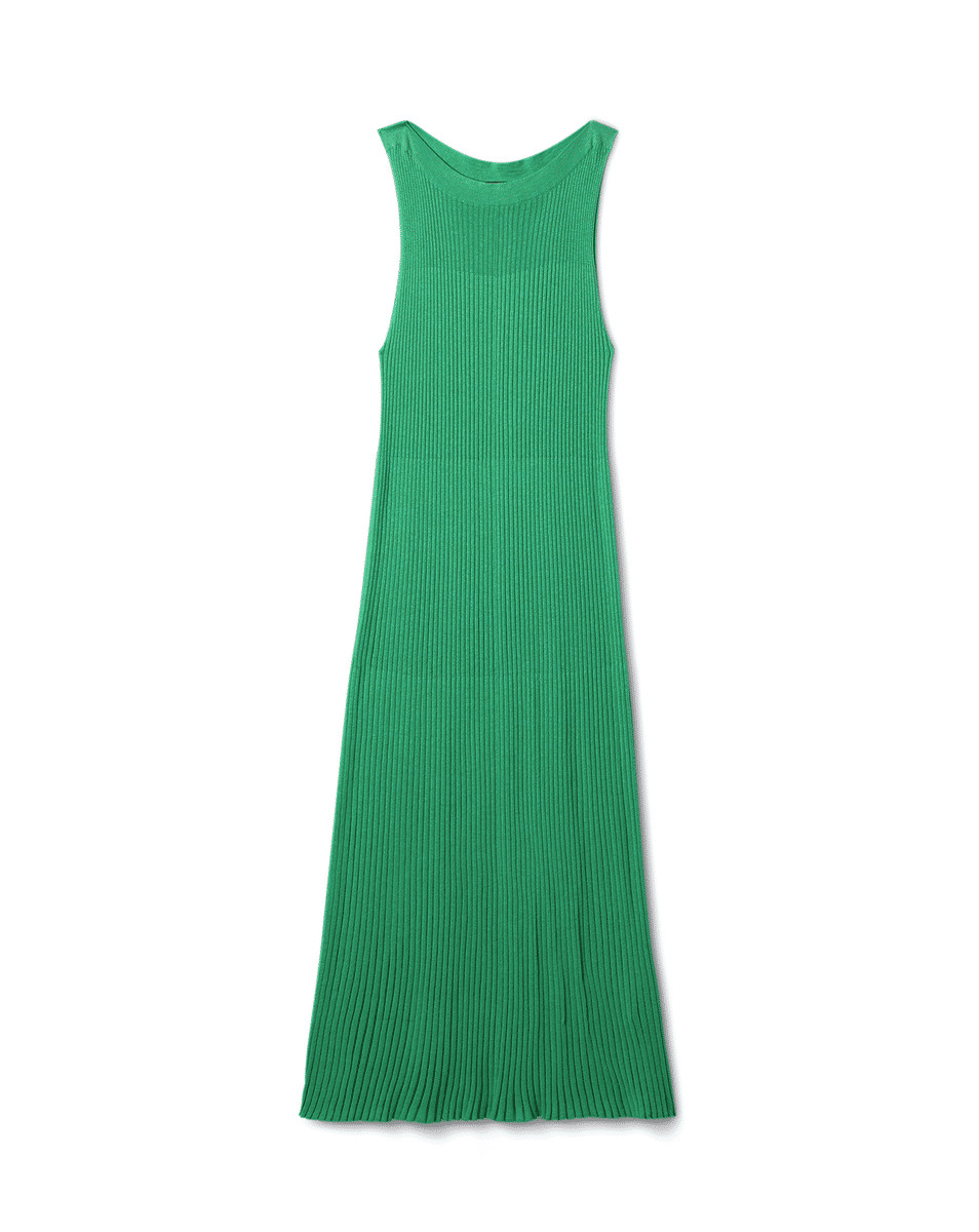 Robe plissée col bateau - Femme - VERT TUPPER