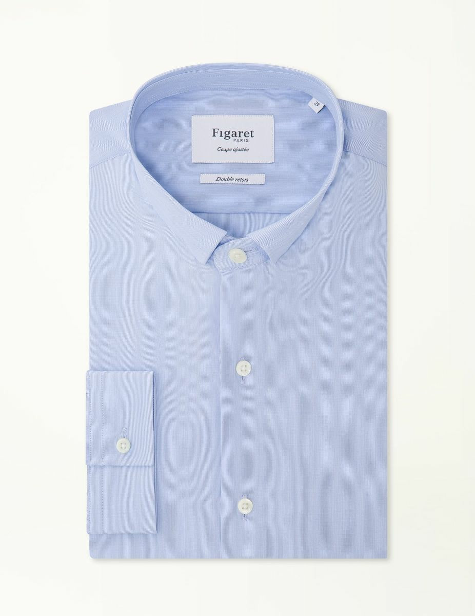 Chemise Ajustée en popeline rayée bleue