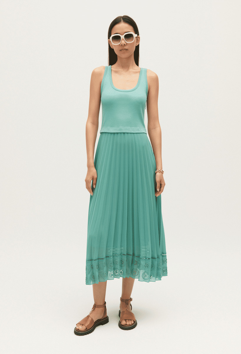 Robe midi bimatière vert d'eau