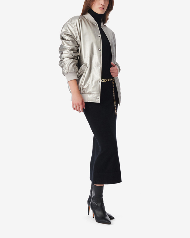 Bomber Oversize En Cuir Morel