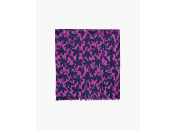 Étole imprimé ikat fleurs 180 cm x 85 cm - Accessoire - FUCHSIA