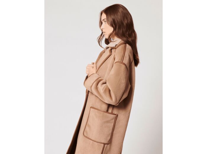 Manteau Monranda-Manteau long en fausse fourrure camel