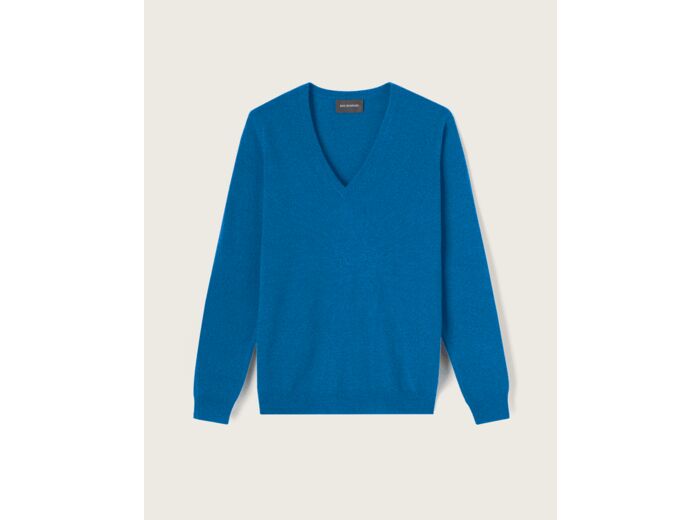 Pull col V classique - Femme - BLEU ECOSSE