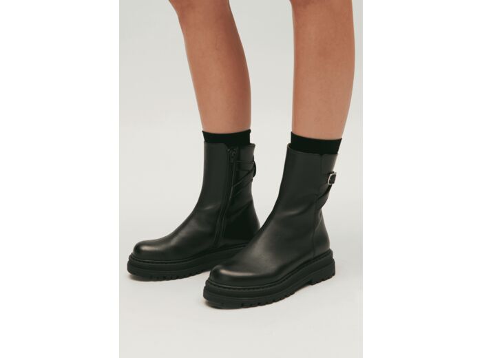 Bottines cuir noir