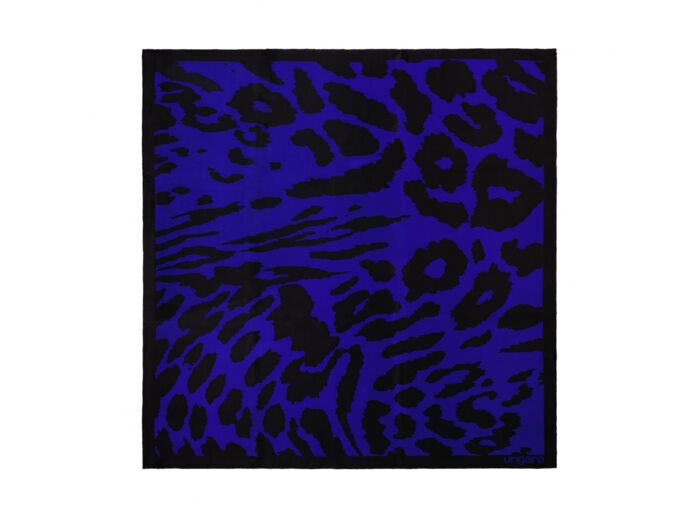 Foulard soie Lina Bright Blue & Black - 65 cm x 65 cm