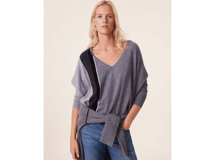 Pull Minie Cb Pull Cachemire Col V Oversize, 2 fils