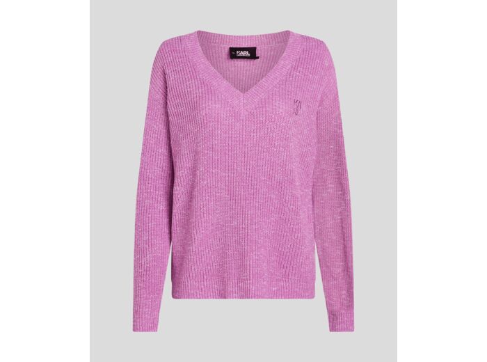 MOULINE EFFECT V NECK SWEATER