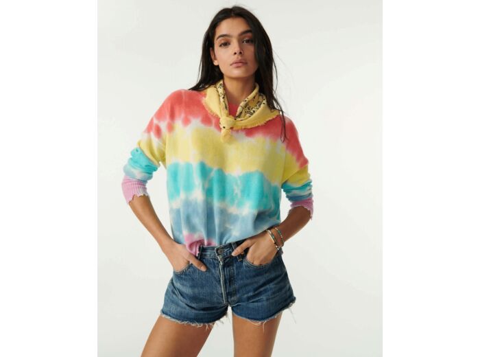 PULL MELA RAINBOW Pull col rond liquette cachemire