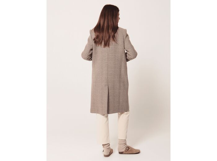 Manteau Marc-Manteau long à carreaux beige