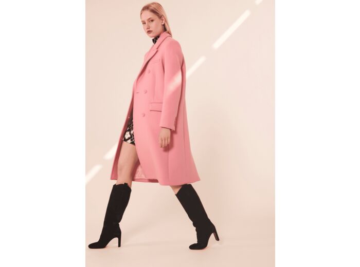 Manteau Marcus-rose en drap caban