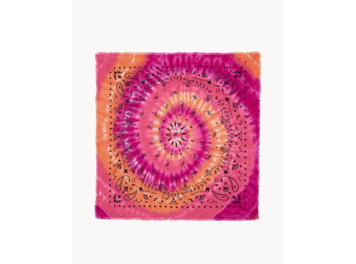 Grand Bandana Hachiko Sunny Print Grand bandana cachemire imprimé tie & dye, 2 fils