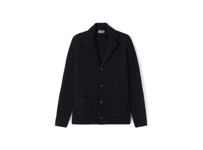 Veste col tailleur côtes perlées à poches - Homme - NOIR