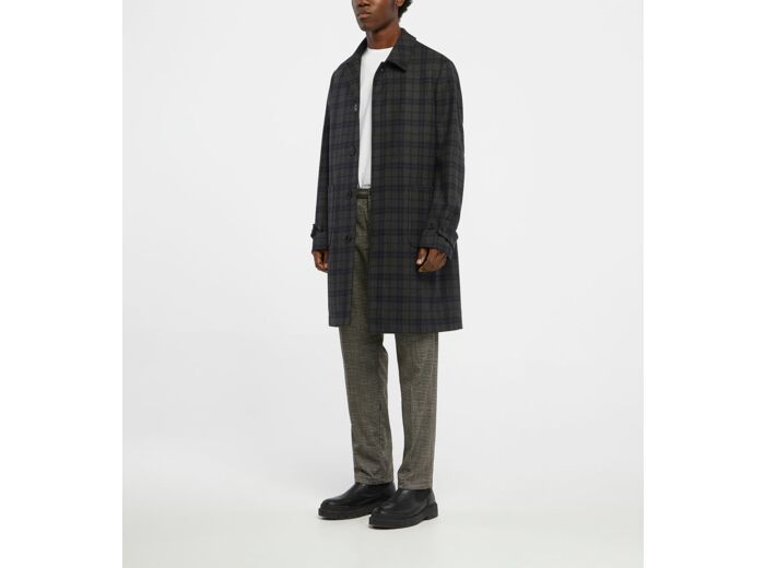 Manteau mi-long Larcheck tartan laine recyclée