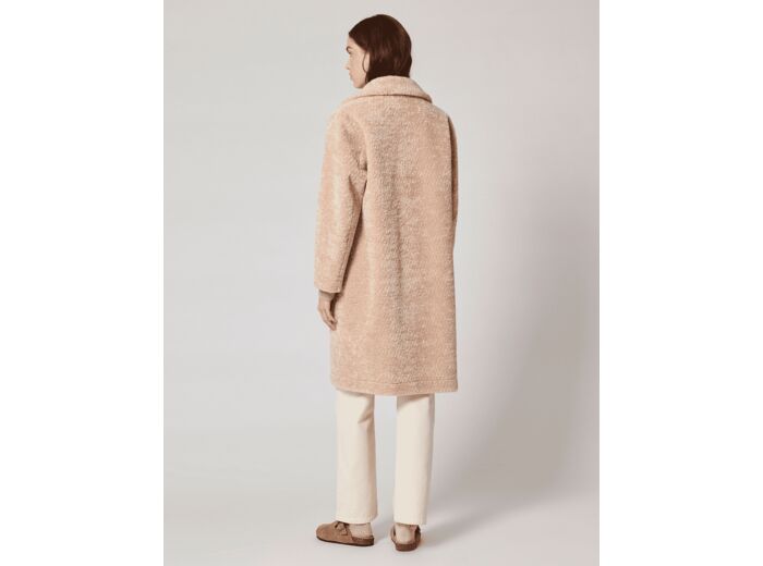 Manteau Mississippi-Manteau long en fausse fourrure écru