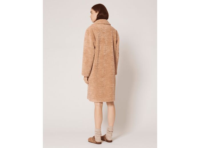 Manteau Mississippi-Manteau long droit façon fourrure beige