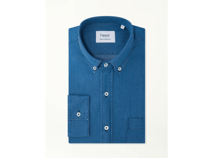 Chemise Contemporaine en twill bleu