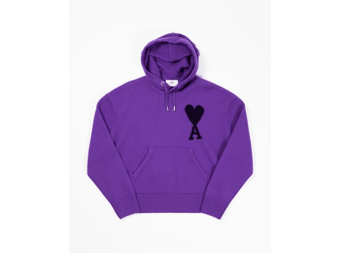 AMI Paris Hoodie met intarsia logo Violet