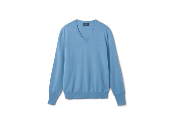 Pull col V classique - Homme - BLEU GLAZ