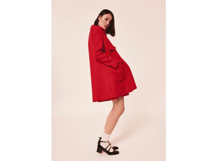 Manteau Marin-rouge en drap caban