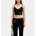 Pantalon Noir En Velours Avec Sequins