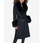 BELTED COAT WITH FUR DETAIL