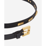 Ceinture En Cuir Noir Avec Empiècements Métalliques