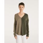 Pull Misha Colorblock Pull cachemire col v oversize liquette, 2 fils