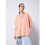 Pull poncho cachemire col V Faustine SORBET ABRICOT