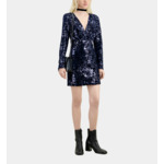 Robe Courte Bleu Marine En Velours Avec Sequins