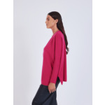 Pull poncho cachemire col V Faustine FRAMBOISE_ELECTRIQUE