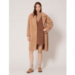 Manteau Mississippi-Manteau long droit façon fourrure beige