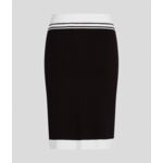 CTRST PENCIL SKIRT W/SLIT KNIT