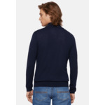 Pull Full Zip Bleu Marine En Laine Mérinos