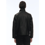 Blouson aviateur en cuir noir