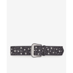 Ceinture Large En Cuir Noir Avec Étoiles