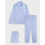 Pyjama louis en popeline rayée bleue