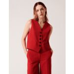 Gilet Gianno-Gilet sans manches en laine rouge