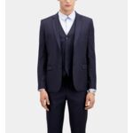 Veste De Costume Bleu Marine En Laine