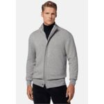 Pull Full Zip Gris En Laine Cachemire